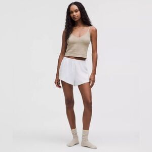 94 🆕🤎 Lululemon Cotton Pointelle Cropped Cami Tank Top - Sheer Oak